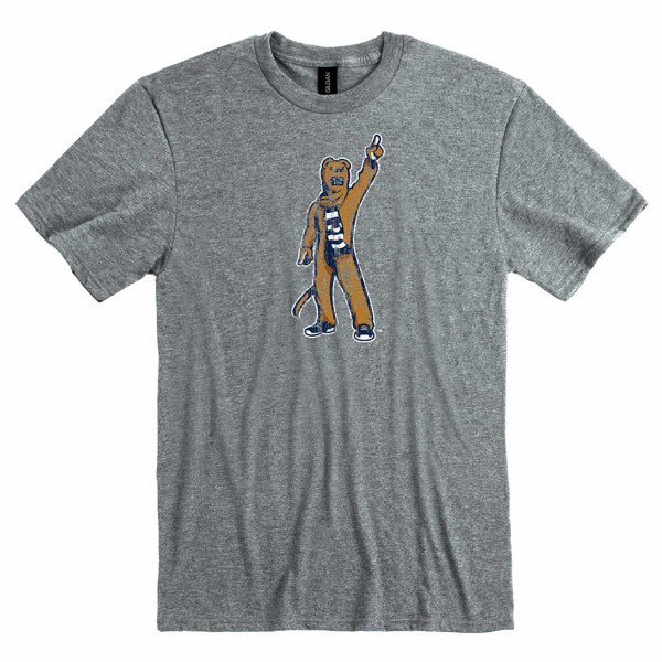 Oxford gray short sleeve t-shirt with distressed Penn State Nittany Lion Mascot